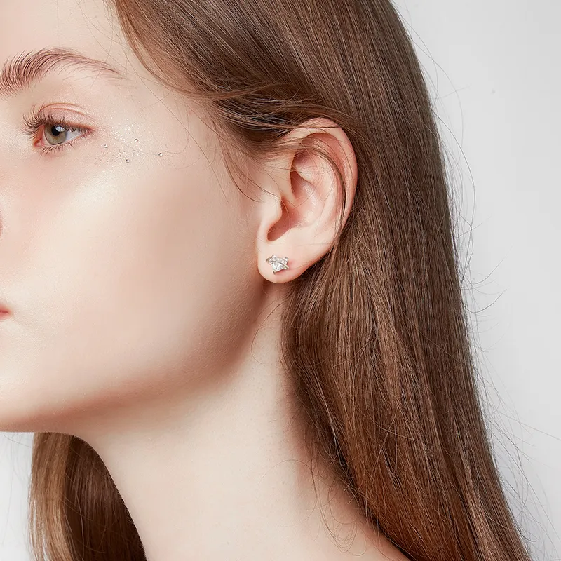 HMZ Sterling Silver Stud Earrings Women's-5