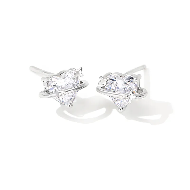 HMZ Sterling Silver Stud Earrings Women's-2