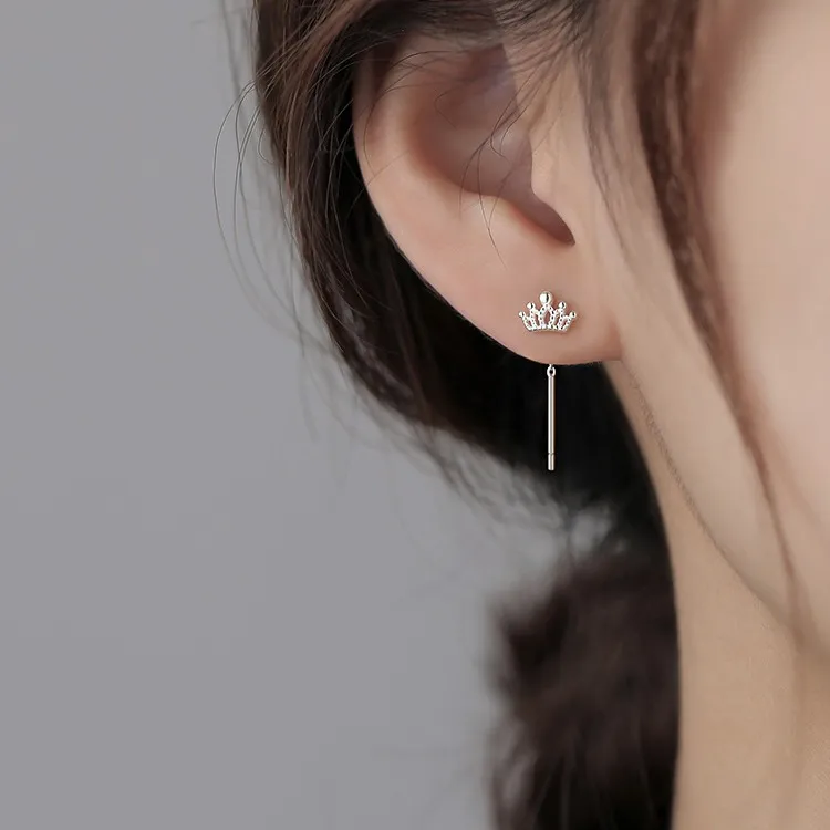 HMZ Sterling Silver Drop Earrings Women's-2