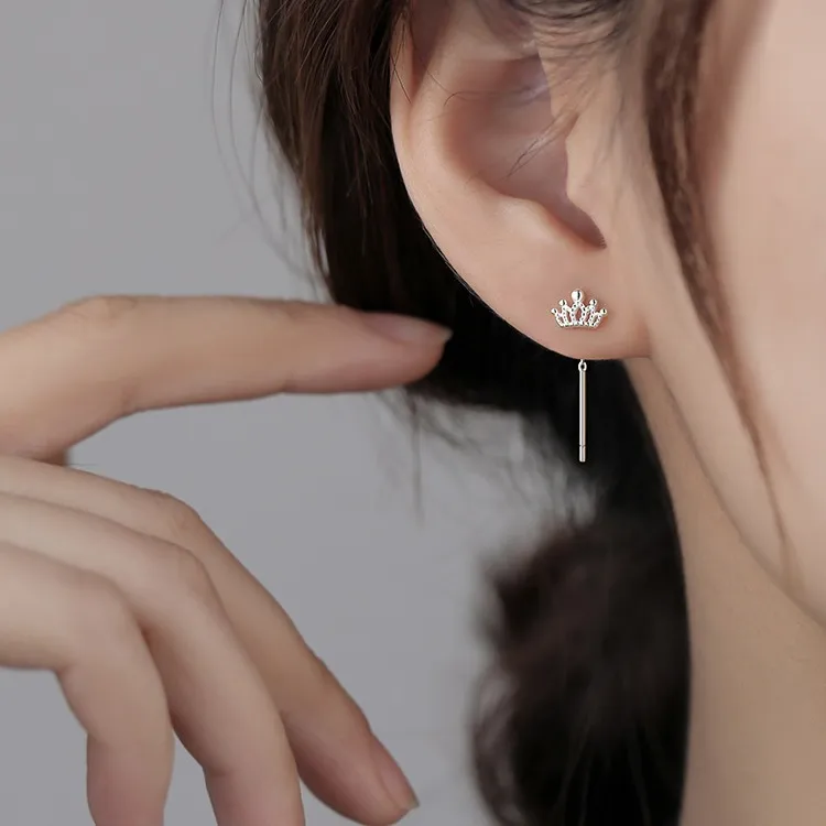 HMZ Sterling Silver Drop Earrings Women's-5