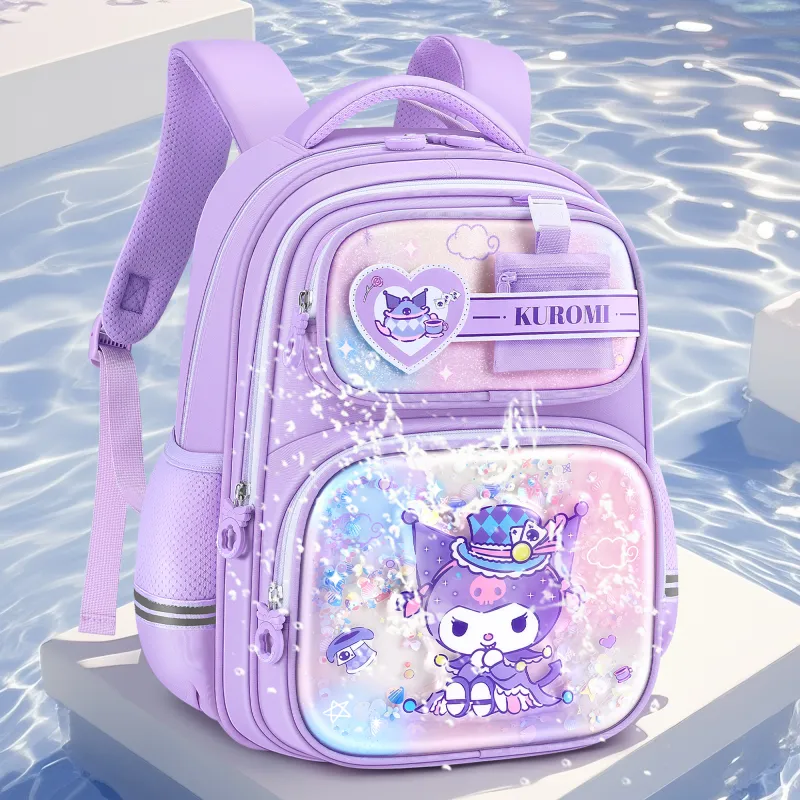 Hello Kitty Kuromi My Melody Cinnamoroll Sanrio Series Polyester Student Bag Regular Women's Purple/Pink-3