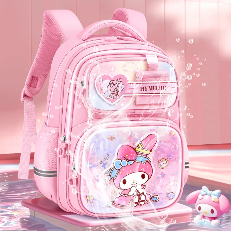 Hello Kitty Kuromi My Melody Cinnamoroll Sanrio Series Polyester Student Bag Regular Women's Purple/Pink-10