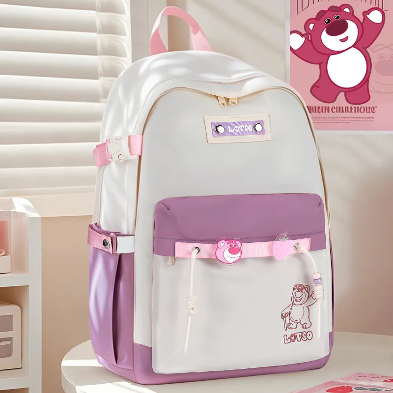 Disney Strawberry Bear Series Polyamide Backpack Women's Pink White-1
