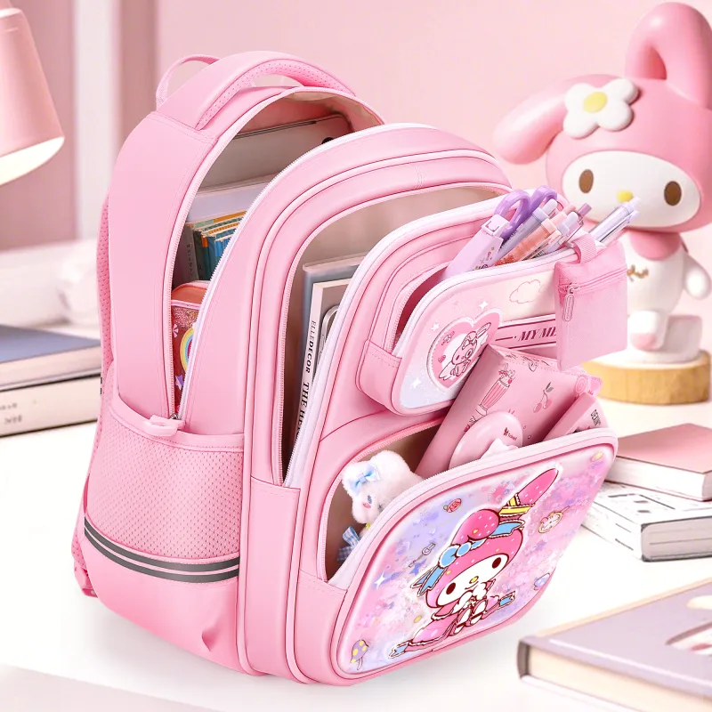 Hello Kitty Kuromi My Melody Cinnamoroll Sanrio Series Polyester Student Bag Regular Women's Purple/Pink-8
