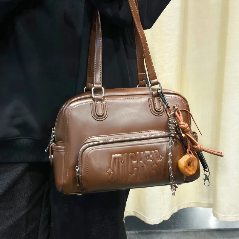 Disney Mickey Series PU Leather One Shoulder Underarm Handbag Regular Women's Brown-10