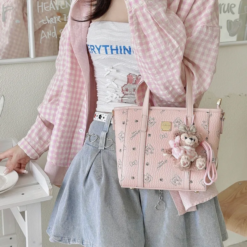 Disney Cat Velvet PU Shoulder Bag, Crossbody Bag, Handbag Women's Pink-3