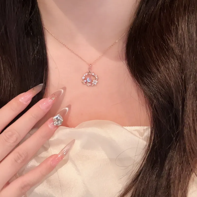 Disney Princess S925 Silver Necklaces Women's Rose Gold-3