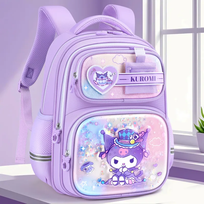 Hello Kitty Kuromi My Melody Cinnamoroll Sanrio Series Polyester Student Bag Regular Women's Purple/Pink-1