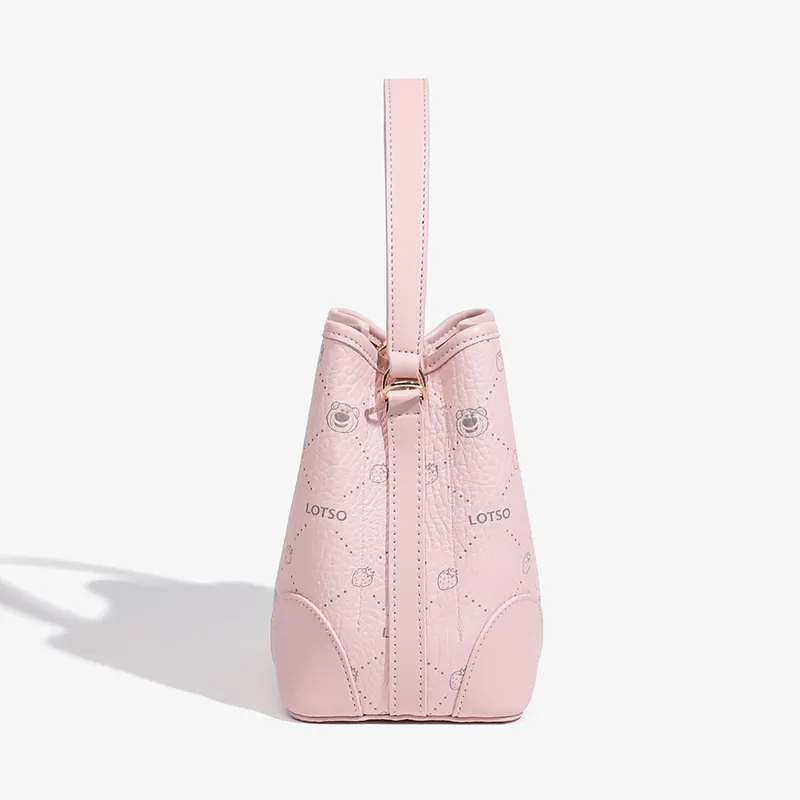 Disney Strawberry Bear Series PVC Bucket Bag Handbag Women's Strawberry Pink/Cream White-6