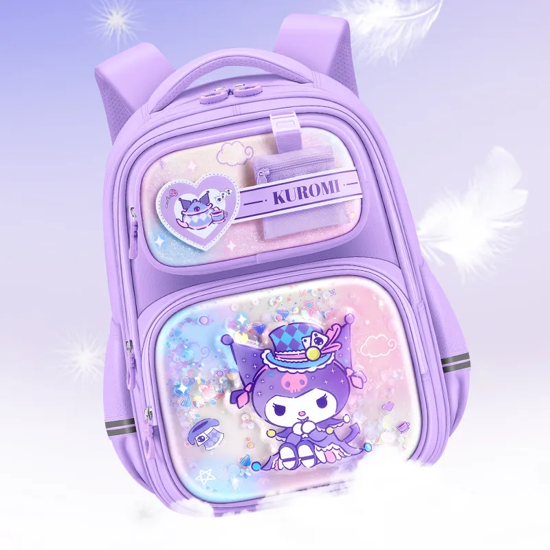 Hello Kitty Kuromi My Melody Cinnamoroll Sanrio Series Polyester Student Bag Regular Women's Purple/Pink-4