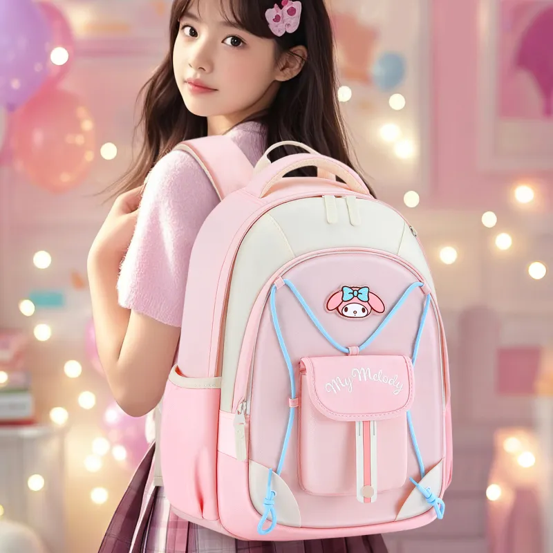 Hello Kitty Sanrio Series Polyester Middle And High School Backpack Women's Pink-5