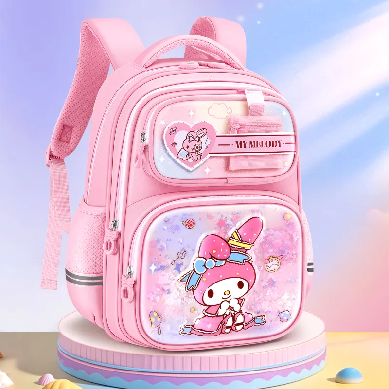 Hello Kitty Kuromi My Melody Cinnamoroll Sanrio Series Polyester Student Bag Regular Women's Purple/Pink-7