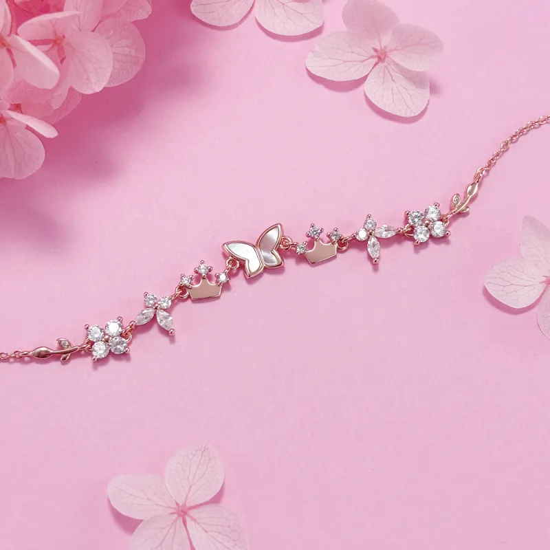 Disney Princess 925 Sterling Silver Bracelets Women's Rose Gold-6