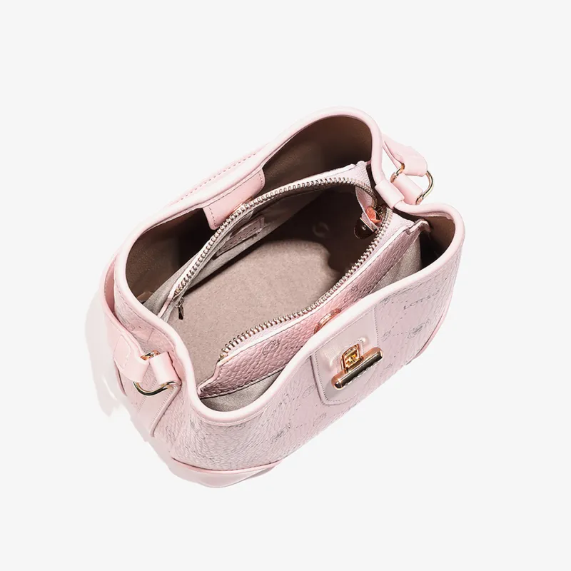 Disney Strawberry Bear Series PVC Bucket Bag Handbag Women's Strawberry Pink/Cream White-12