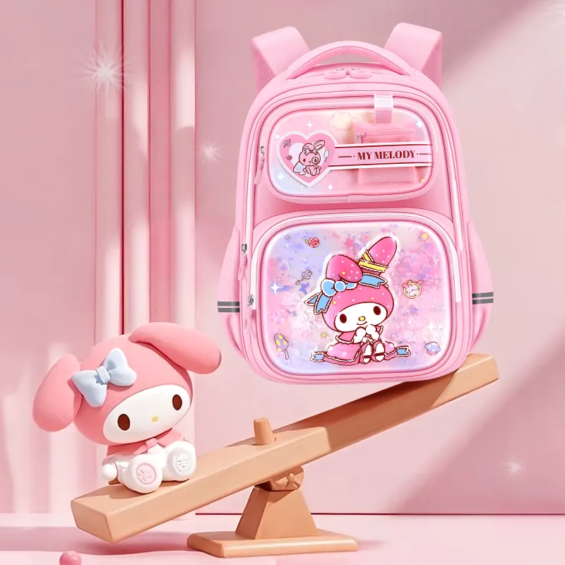 Hello Kitty Kuromi My Melody Cinnamoroll Sanrio Series Polyester Student Bag Regular Women's Purple/Pink-11