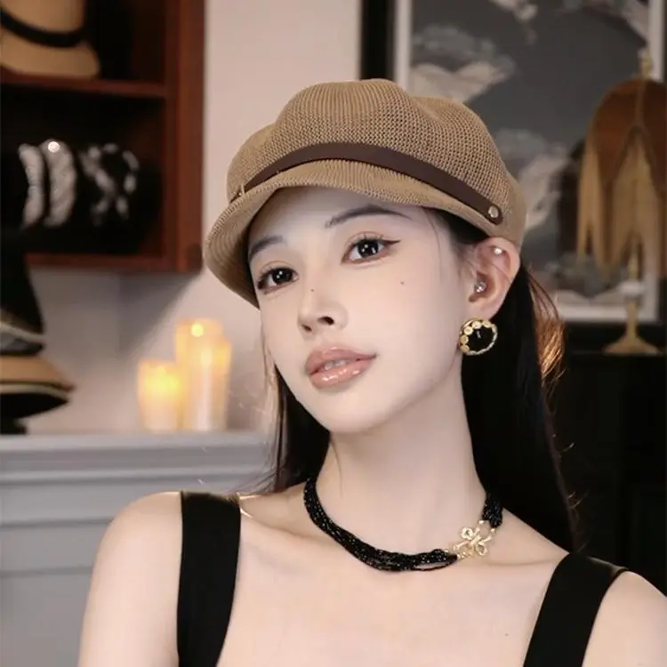 MINGYUANDAILI Polyester Octagonal Cap Women's-3