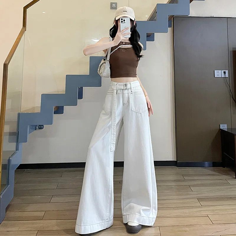FAWENXIANGZI Jeans Women's White-3