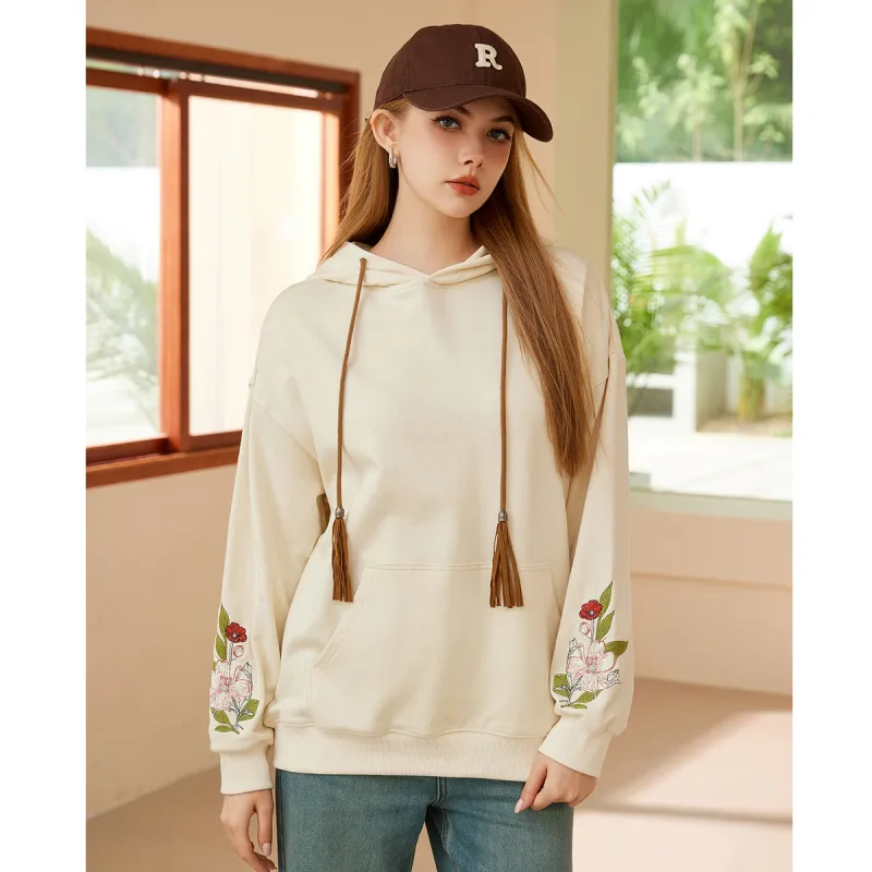 FAWENXIANGZI Sweatshirt Women's Ecru-2