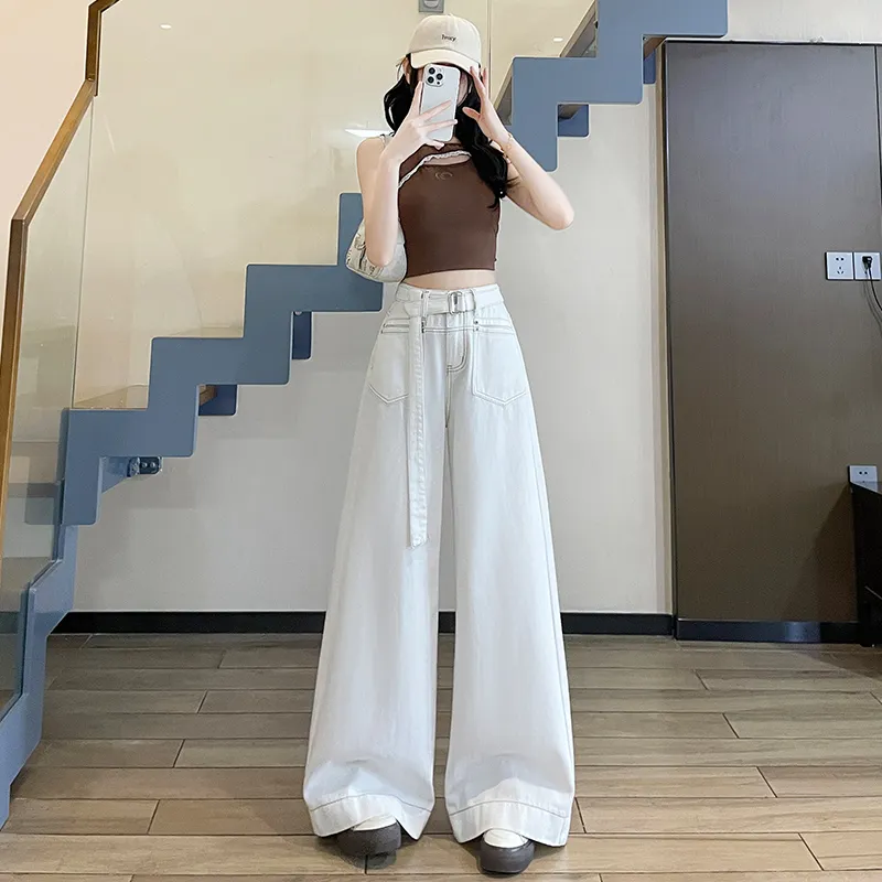 FAWENXIANGZI Jeans Women's White-5