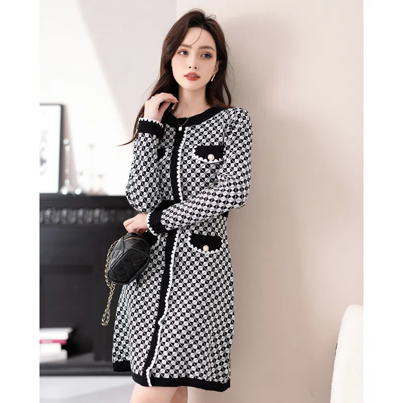 FAWENXIANGZI Long Sleeved Dress Women's-3