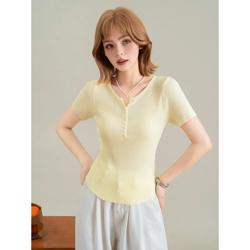 FAWENXIANGZI T Shirts Women's Yellow-4