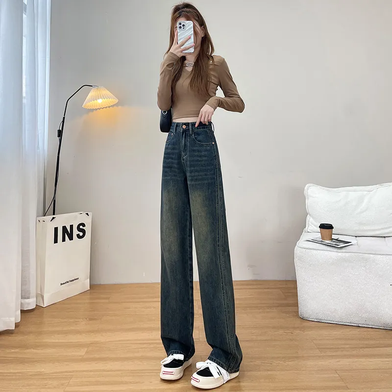 FAWENXIANGZI Jeans Women's Concrete Gray-8