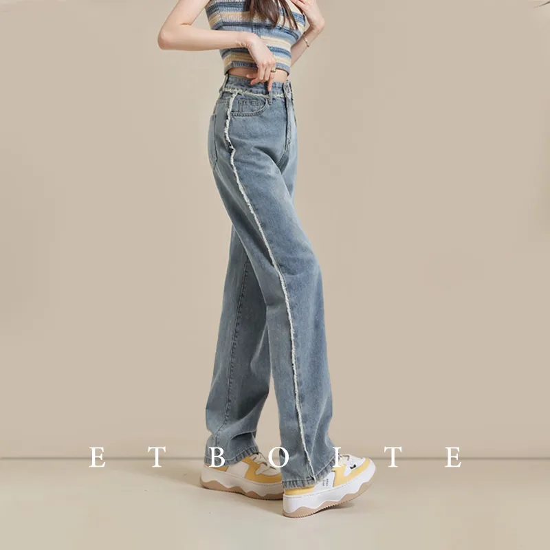 FAWENXIANGZI Jeans Women's Vintage Blue-6