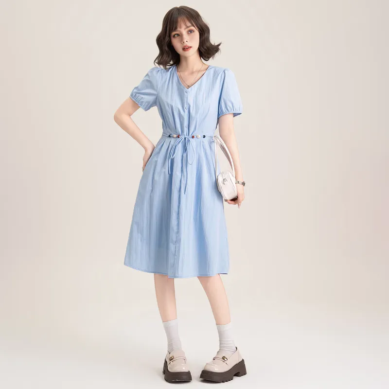 FAWENXIANGZI Short Sleeved Dress Women's-2
