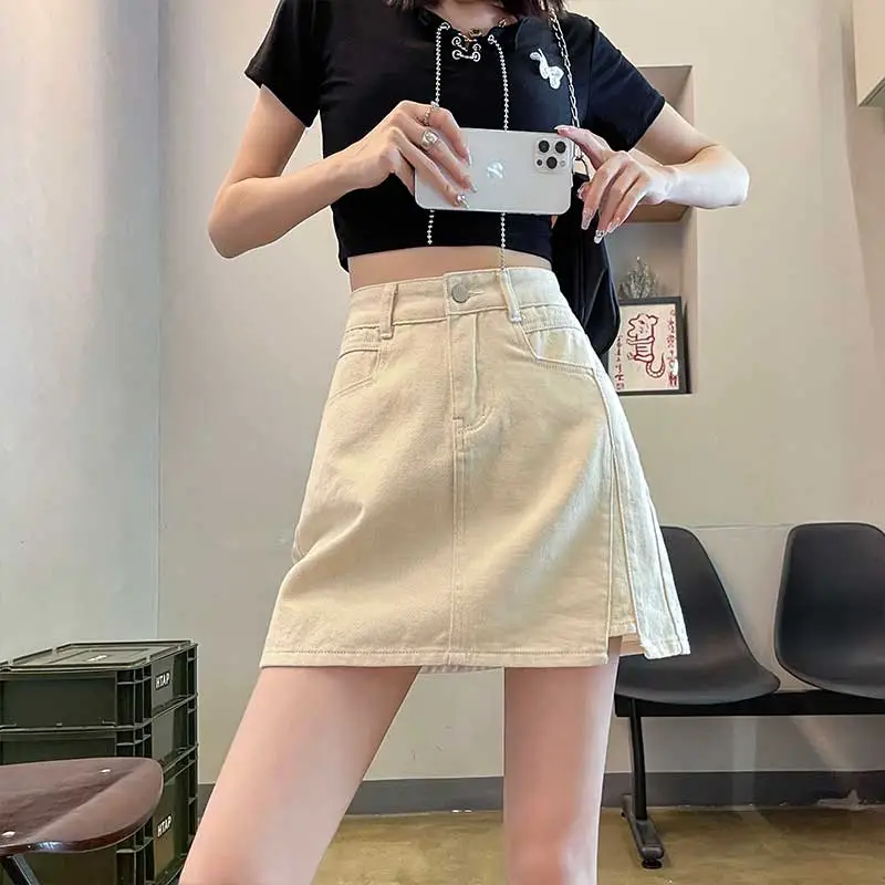 FAWENXIANGZI Denim Short Skirts Women's-7