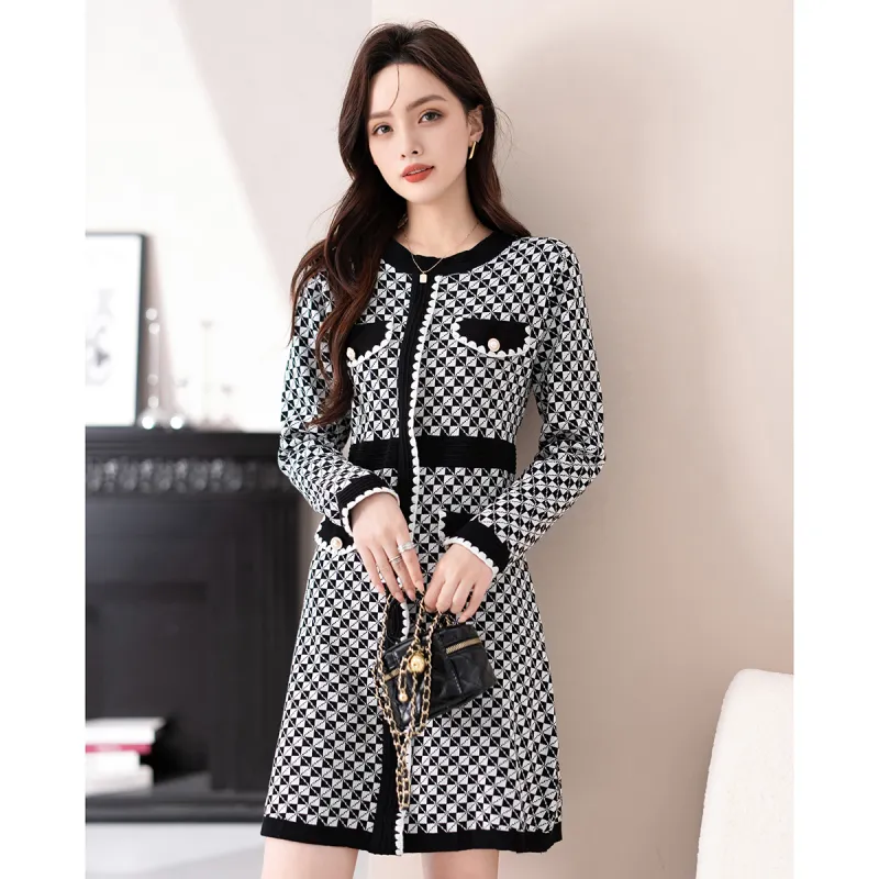 FAWENXIANGZI Long Sleeved Dress Women's-2