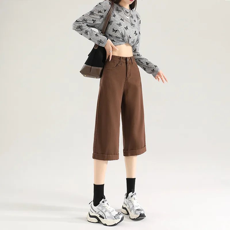 FAWENXIANGZI Jeans Women's Coffee-2