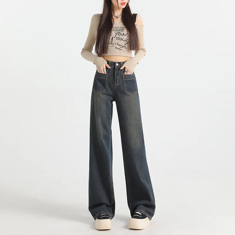 FAWENXIANGZI Jeans Women's Concrete Gray-2