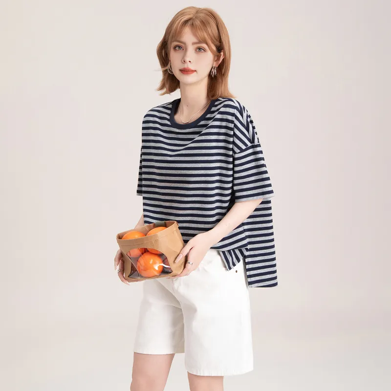 FAWENXIANGZI Drop Shoulder Sleeve T Shirt Women's-3