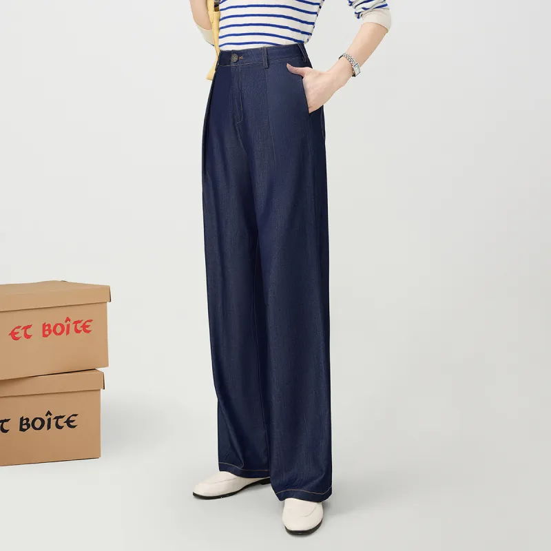 FAWENXIANGZI Casual Pants Women's Navy Blue-3