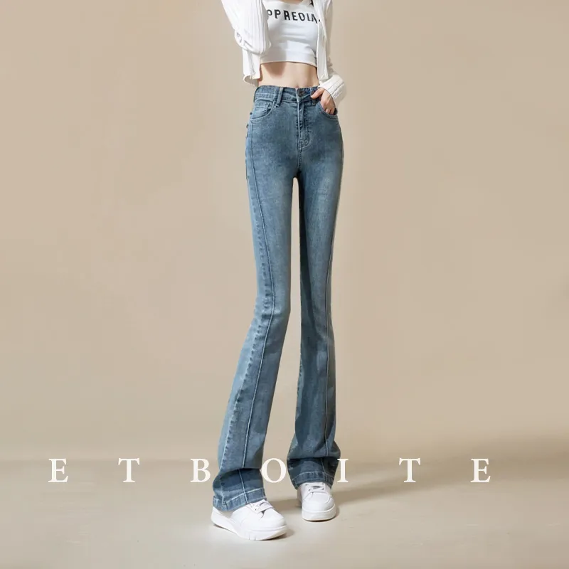 FAWENXIANGZI Jeans Women's Vintage Blue-14