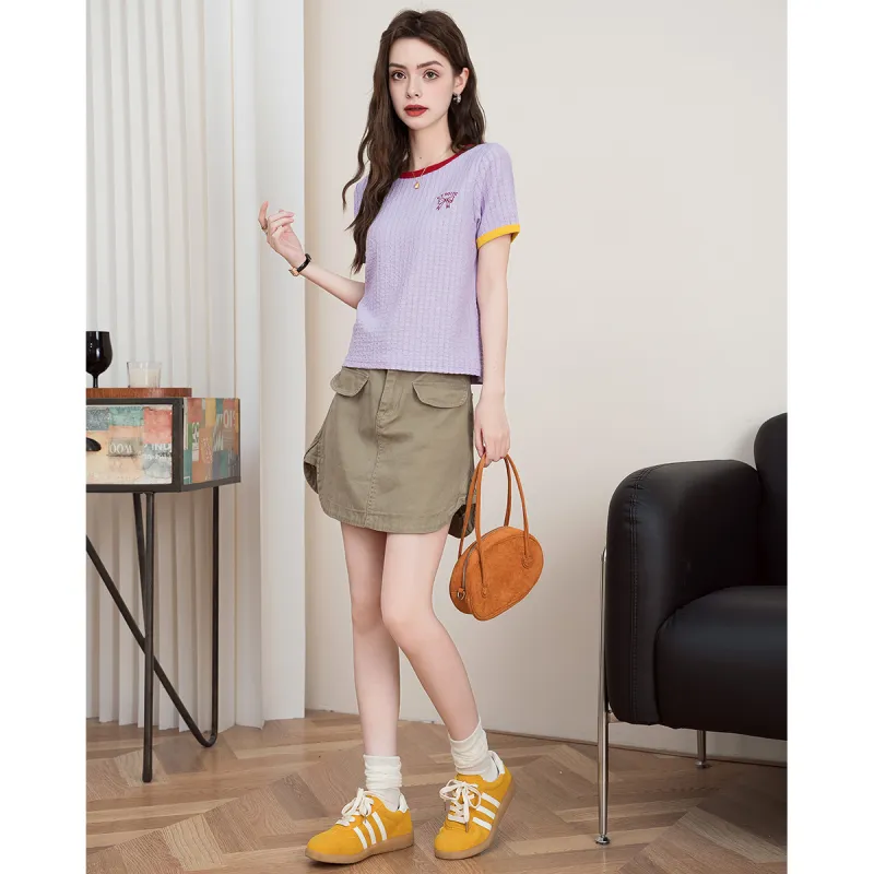 FAWENXIANGZI Regular T Shirt Women's Purple-1