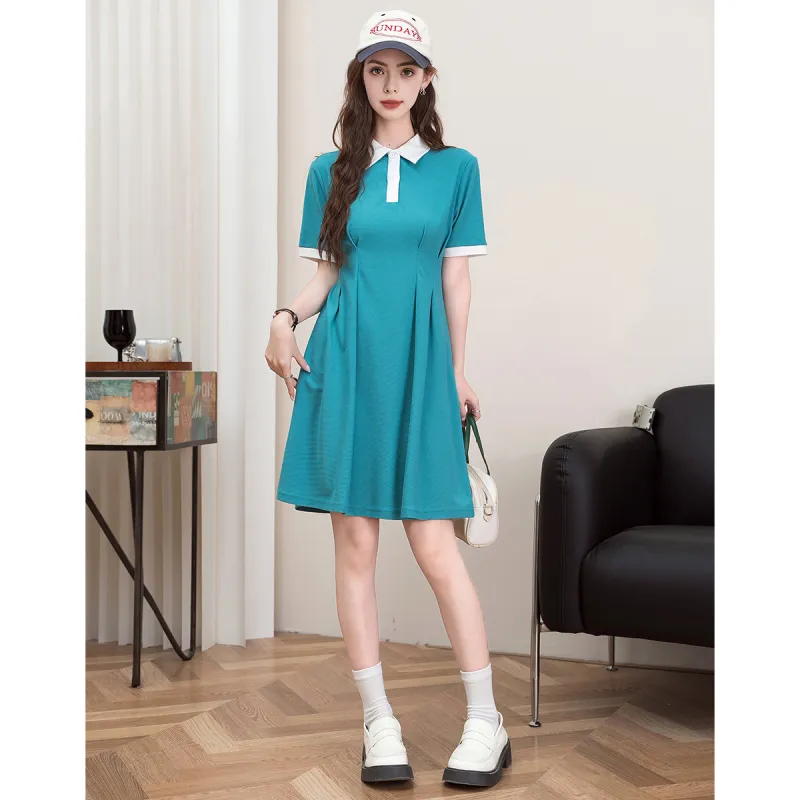 FAWENXIANGZI Short Sleeved Dress Cinched Waist Women's-6