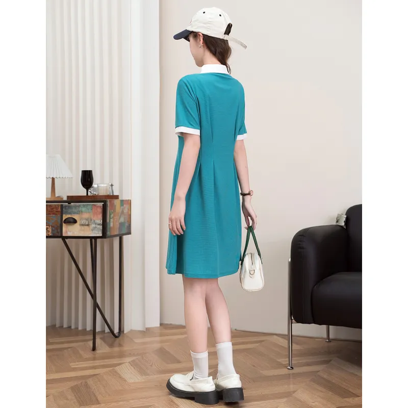 FAWENXIANGZI Short Sleeved Dress Cinched Waist Women's-8