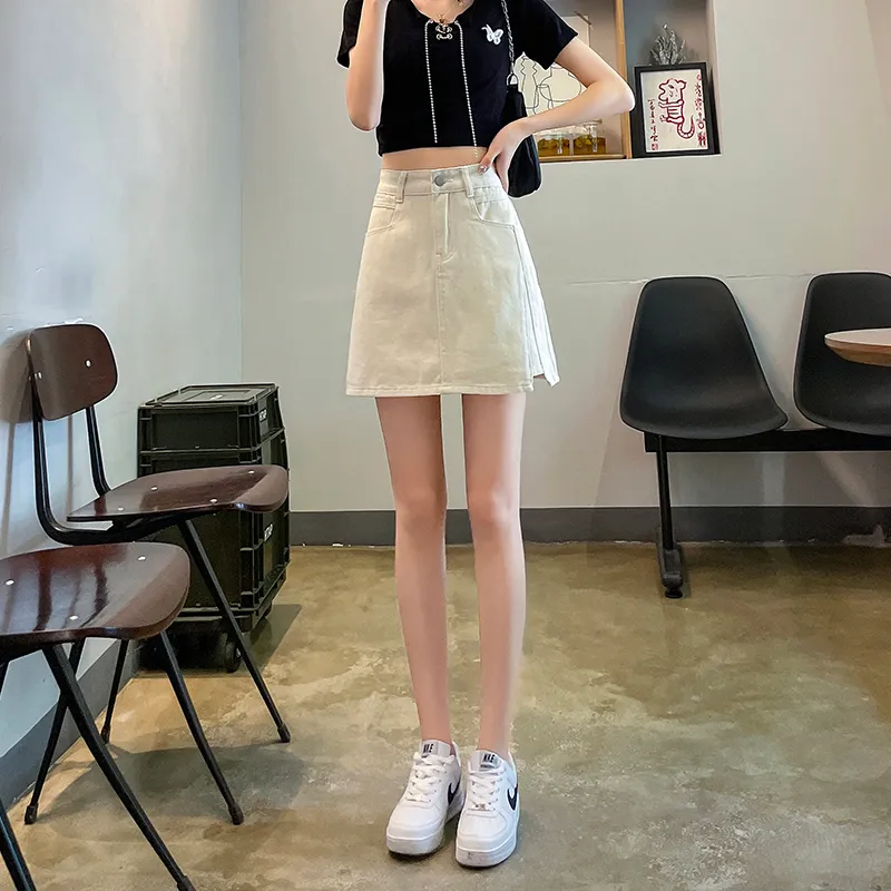 FAWENXIANGZI Denim Short Skirts Women's-6