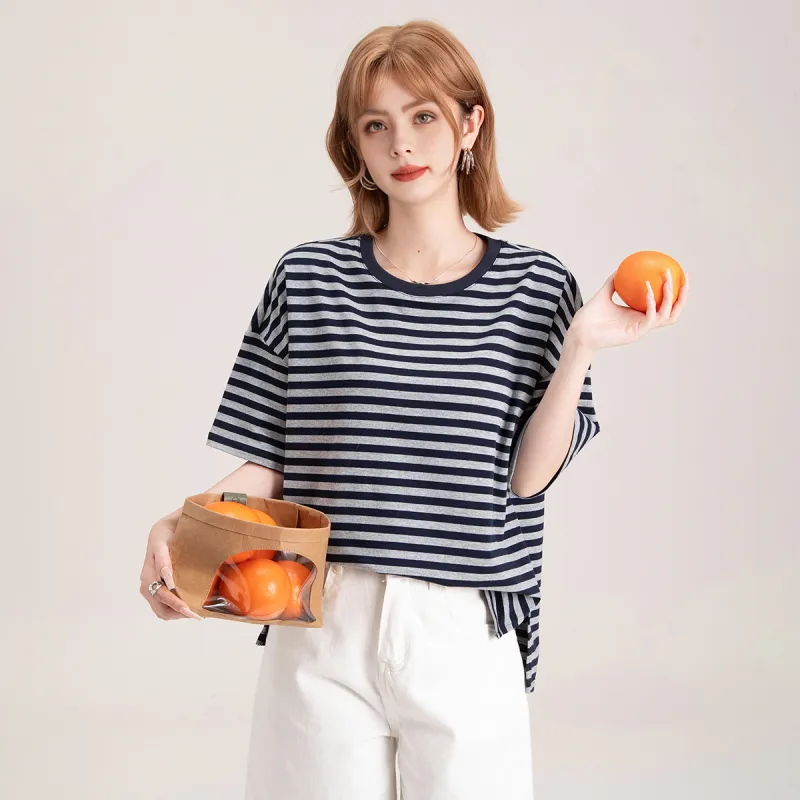 FAWENXIANGZI Drop Shoulder Sleeve T Shirt Women's-4