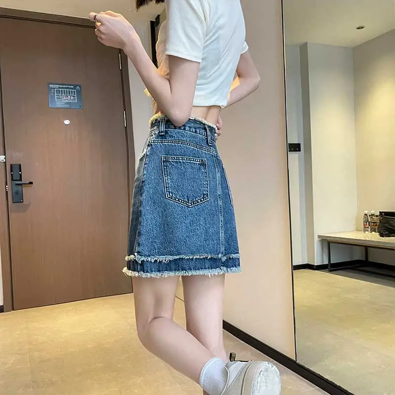 FAWENXIANGZI Denim Short Skirts Women's-1