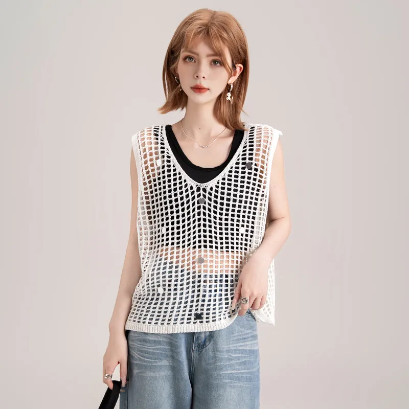 FAWENXIANGZI Tank Tops Women's Ecru-3