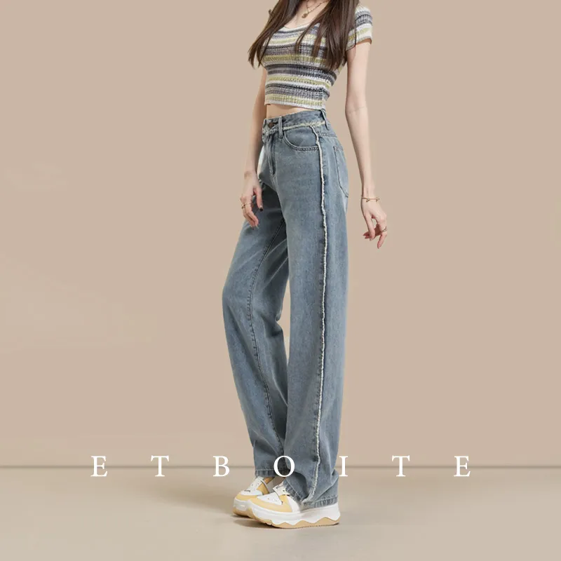 FAWENXIANGZI Jeans Women's Vintage Blue-7
