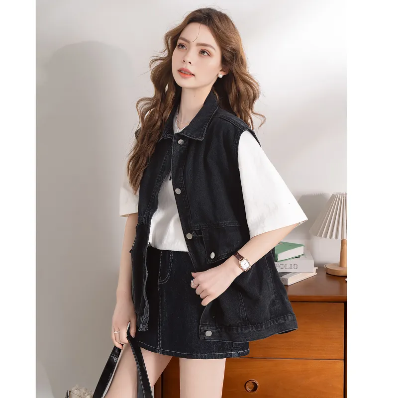 FAWENXIANGZI Vest Women's Black-2