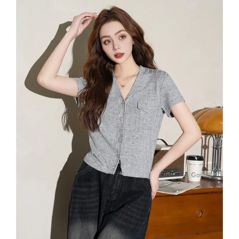 FAWENXIANGZI Knitwear Women's Light Gray-3