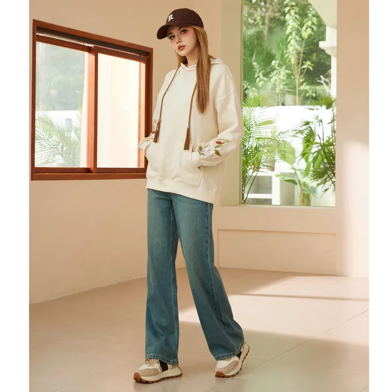 FAWENXIANGZI Sweatshirt Women's Ecru-1