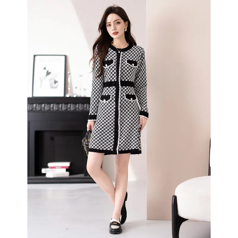 FAWENXIANGZI Long Sleeved Dress Women's-1