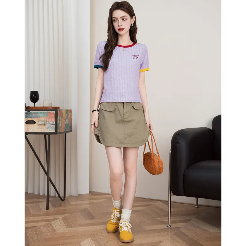 FAWENXIANGZI Regular T Shirt Women's Purple-0