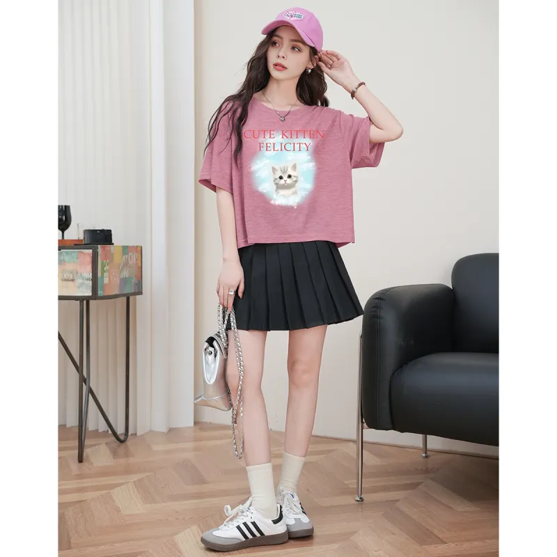 FAWENXIANGZI Drop Shoulder Sleeve T Shirt Women's-3