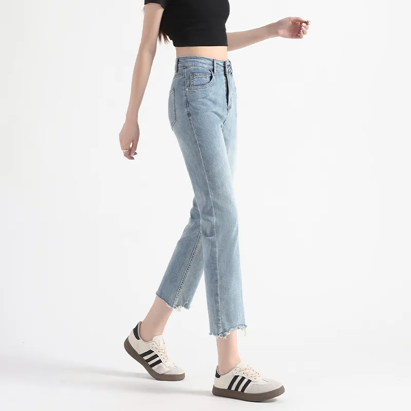 FAWENXIANGZI Jeans Women's Light Blue-3